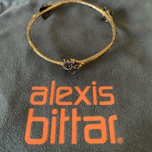 Alexis Bittar gold bangle bracelet with encrusted crystals